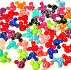 Lot of 80 Multicolor Sparkling Micky Mouse Flatbacks For Scrapbooking – NEW (#4)