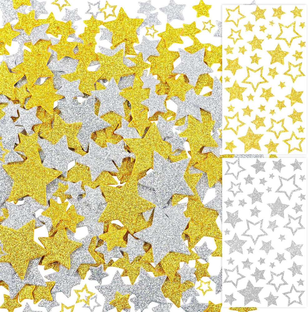 768Pcs Glitter Star Stickers Foam Stickers Small Large Stars Shape Stickers Self