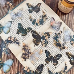 Flower-Printed Decorative Adhesive Durable Transparent Butterfly Flower Stickers