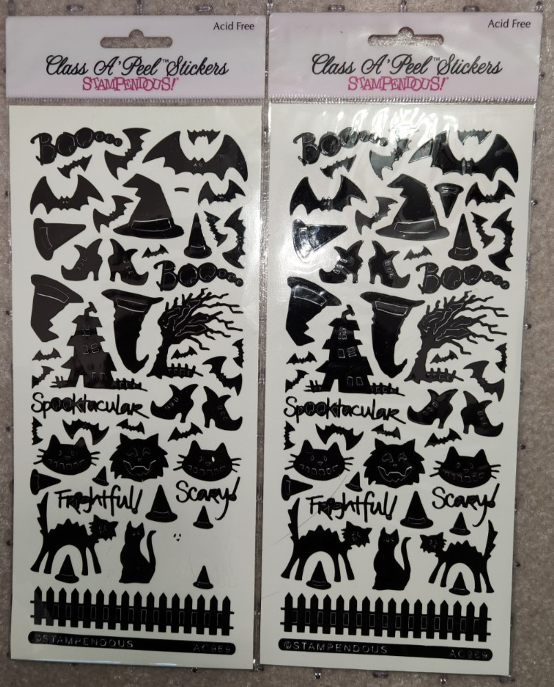2 RARE Stampendous! Class a’Peel HALLOWEEN BLACK CATS/BATS/WITCH HATS Stickers