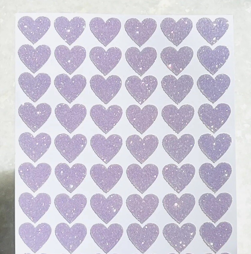 Purple Glitter Heart Stickers! – Choose a Size!