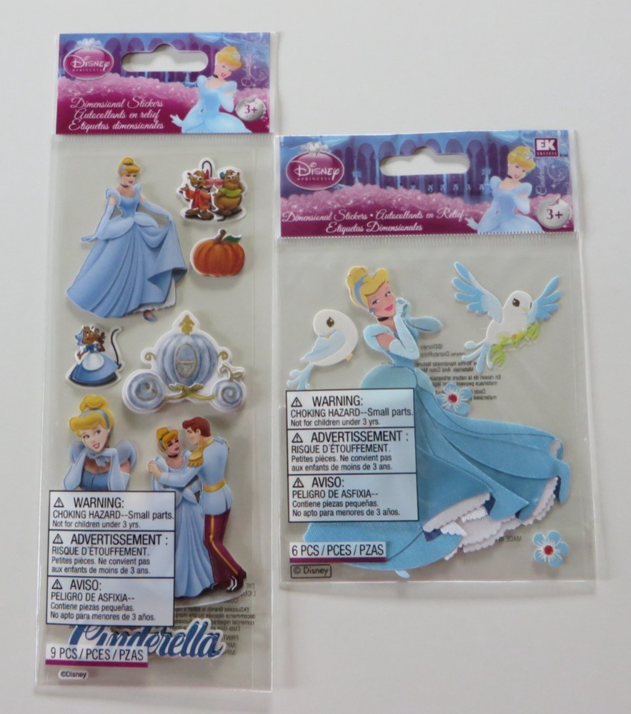 Lot of 2 Disney Cinderella Scrapbook Sticker Sets – Dimensional EK Success
