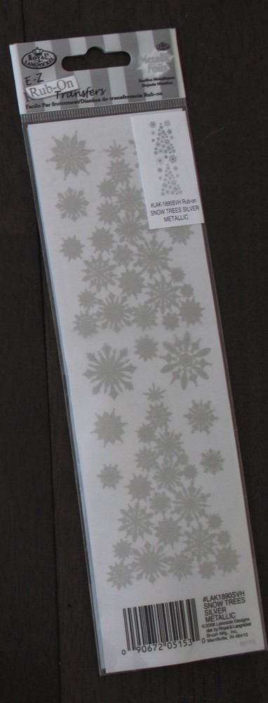New Royal Langnickel scrapbooking rub-ons transfers Christmas silver trees snow