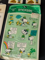 Vintage NOS Peanuts Gang Snoopy Hallmark THANKSGIVING & ST PATRICK’S Stickers