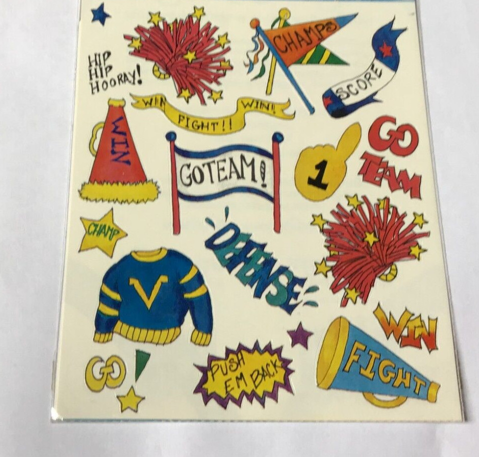 4 X 6″ NRN DESIGNS STICKERS: «GO TEAM GO CHEER CHEERLEADER