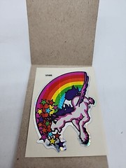 Vintage 80’s Decal Specialties BJ Prism Rainbow Unicorn Vending Sticker VH105
