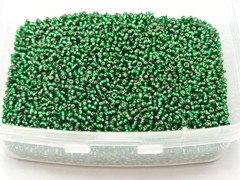 10000 Glass Small Beads silver lined Green 1.5mm (12/0) Mini Beads+ Storage Box