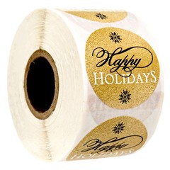 Elegant Faux Gold and Black Happy Holiday Stickers / 500 Faux Foil Christmas …