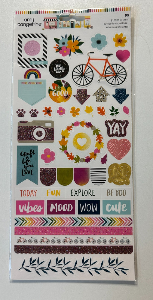 American Crafts/Amy Tangerine Slice of Life Glitter Stickers-99 Pieces