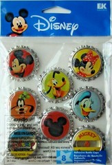 MICKEY LOT OF 3 EK Success Adhesive Bottle Caps NEW! DBCM001 Minnie Donald Goofy