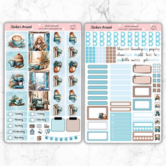 Cozy Winter Coffee Planner Sticker Hobonichi Cousin Weekly Kit, Coffee Lover