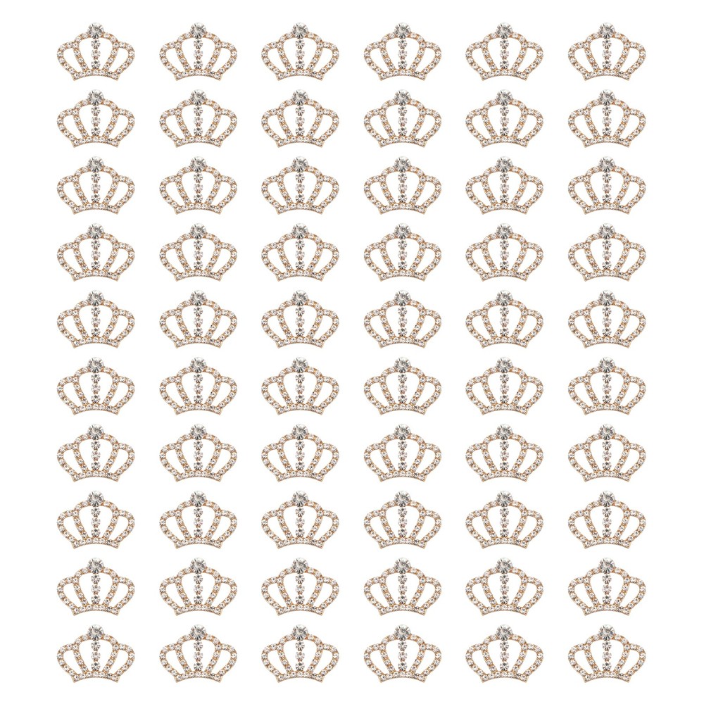 60Pcs Crown Charms 1.3″ x 0.98″ Mini Metal Rhinestone Crown Gold