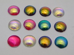 100 Mixed Color With AB Shell Acrylic Flatback Round Cabochons 10mm