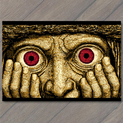 STICKER Wide Eyed Red Stare Creepy Face Surreal Horror Distressed Madness