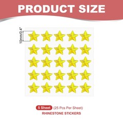5 Sheet Star Gem Stickers 10mm, Self Adhesive Jewel Sticker Light Yellow