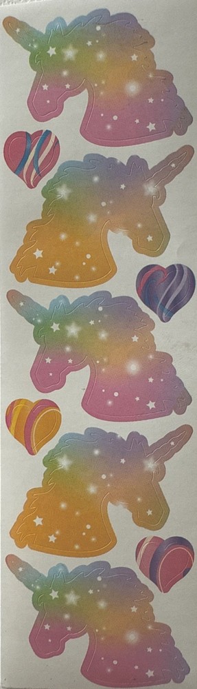 UNICORN W/STARS Stickers(9pc) Heart•Rainbow•Fantasy•Heart •Mystical•Card Making￼