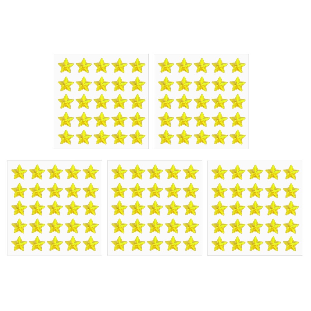 5 Sheet Star Gem Stickers 10mm, Self Adhesive Jewel Sticker Light Yellow