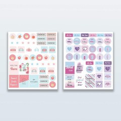 Workout, Fitness & Food Planner Stickers for Adults – Motivational, Aesthetic