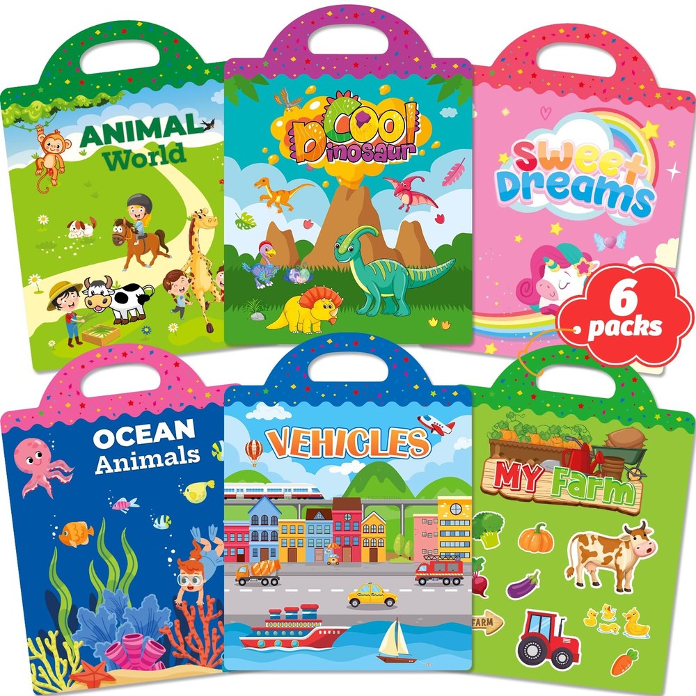 Toddler Reusable Sticker Book for Travel, Craft Activities & Kids Gifts