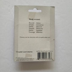 JoAnn Scrap Essentials Eyelet Word Charms 12 pcs