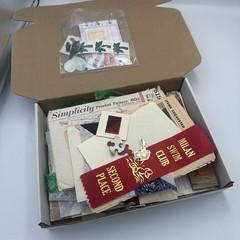 Vintage Ephemera Junk Journal Kit Craft -Supplies Fabric Buttons Cards Paper Mix