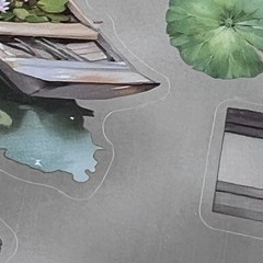 Green Summer Asian Sticker Roll Bamboo Lotus Junk Journal Planner Collage