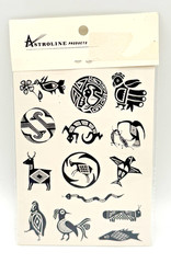 Vintage Astroline Southwest Stickers Mimbres Art Black and White 2 sheets NOS