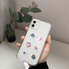 500 Pcs/Roll Cartoon Marine Life & Seashell Stickers PVC Waterproof Decals for J