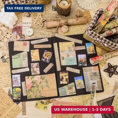 GNILLKO 300PCS Vintage Scrapbooking Supplies Scrapbook Paper Journaling Kit Aest