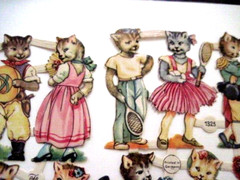 Sweet 1950’s PZB Die Cuts of Darling Cats Dressed in Human Costumes *
