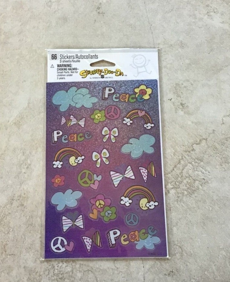 VINTAGE AMERICAN GREETINGS STICKETY DOO DA PEACE & LOVE 3 STICKER SHEETS *