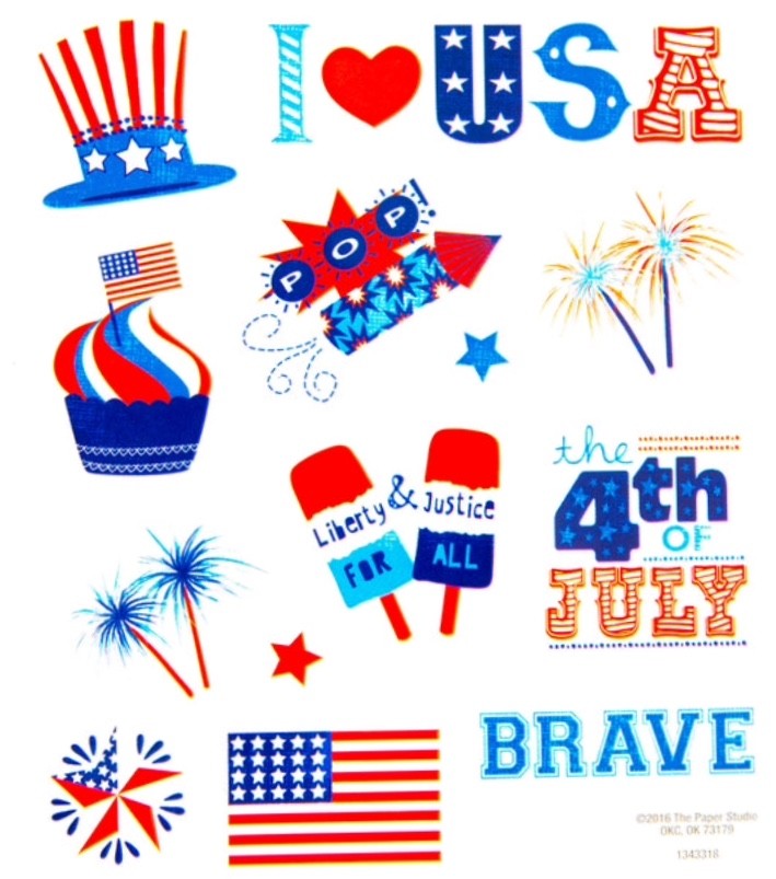 July 4th USA Patriotic Phrase Scrapbook Stickers