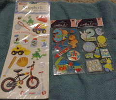 NEW LOT of 3 KIDS 2 & 3 years old bike trucks toys THEME scrapbooking stickers