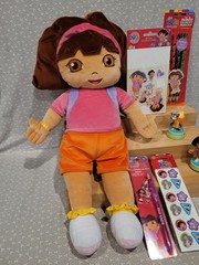 Nick Jr Dora the Explorer Sandylion Stickers Colored Pencils Pen Stamp Plush Lot