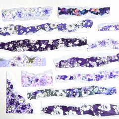 Purple Floral Strip Stickers Junk Journal Collage Scrapbooking