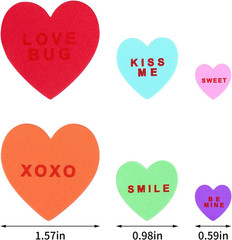 500 Pieces Valentine’S Day Heart Shaped Foam Stickers in Pure Color Printed Lett