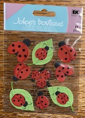 Jolees Cute Lady Bugs Red Black Ladybugs Leaves Spring Time Scrapbook Stickers