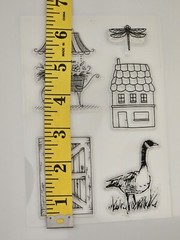 Flower Cart Goose Barn Door House Dragonfly Clear Cling Stamps