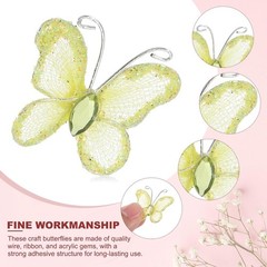 PATIKIL 100Pcs Butterflies for Crafts, 1.2″ Mesh Wire Glitter Yellow