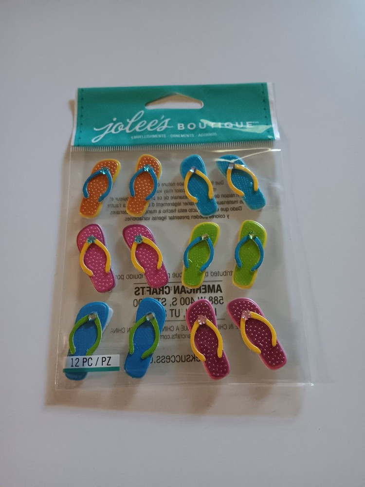 Crafts Stickers Jolee’s Flip Flops Sandals Colorful Gems Patterns