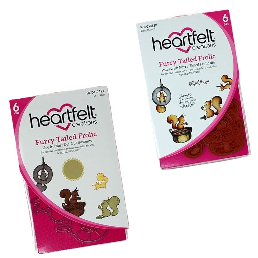 Bundle Heartfelt Creations Dies + Stamps Furry-Tailed Frolic Squirrel Acorn Fun