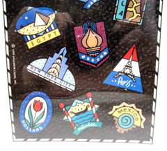 Vintage 1990 Travel Stickers Australia Hawaii Africa NYC Paris Hallmark NOS NIP