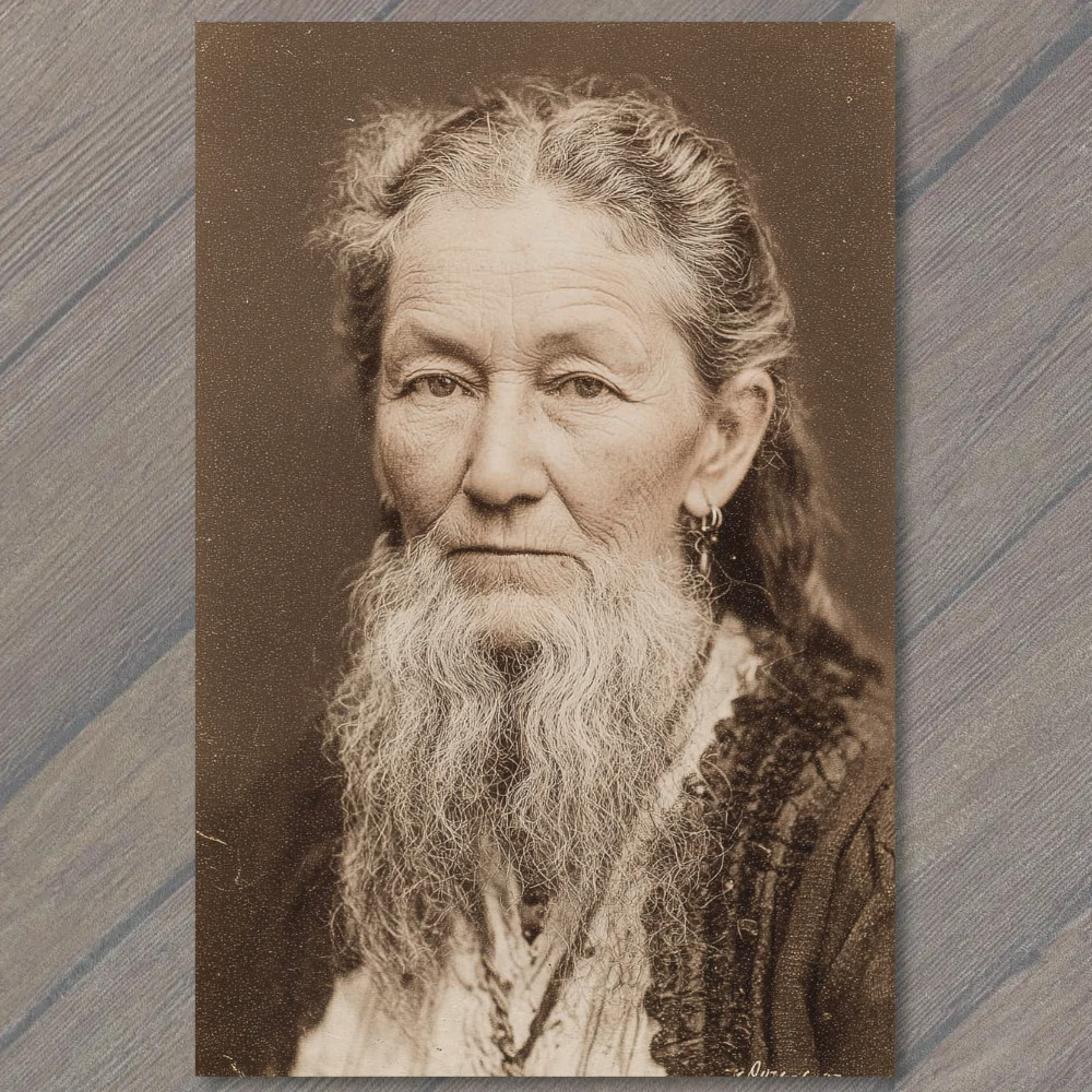 STICKER Bearded Victorian Woman Antique Style Portrait