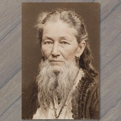 STICKER Bearded Victorian Woman Antique Style Portrait