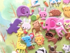 Puffy Zoo Baby Kawaii Animals Elephants Sticker Sheet Junk Journal Girly