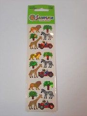 New Vintage SandyLion Sticker Prismatic Jungle Safari Lion Zebra Giraffe Monkey