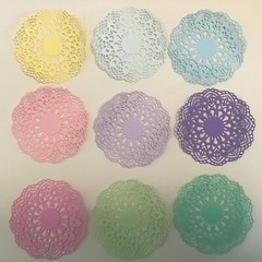 Round Flower/Doily Die Cut Embellishments 6 Pcs 3” round Choose Color