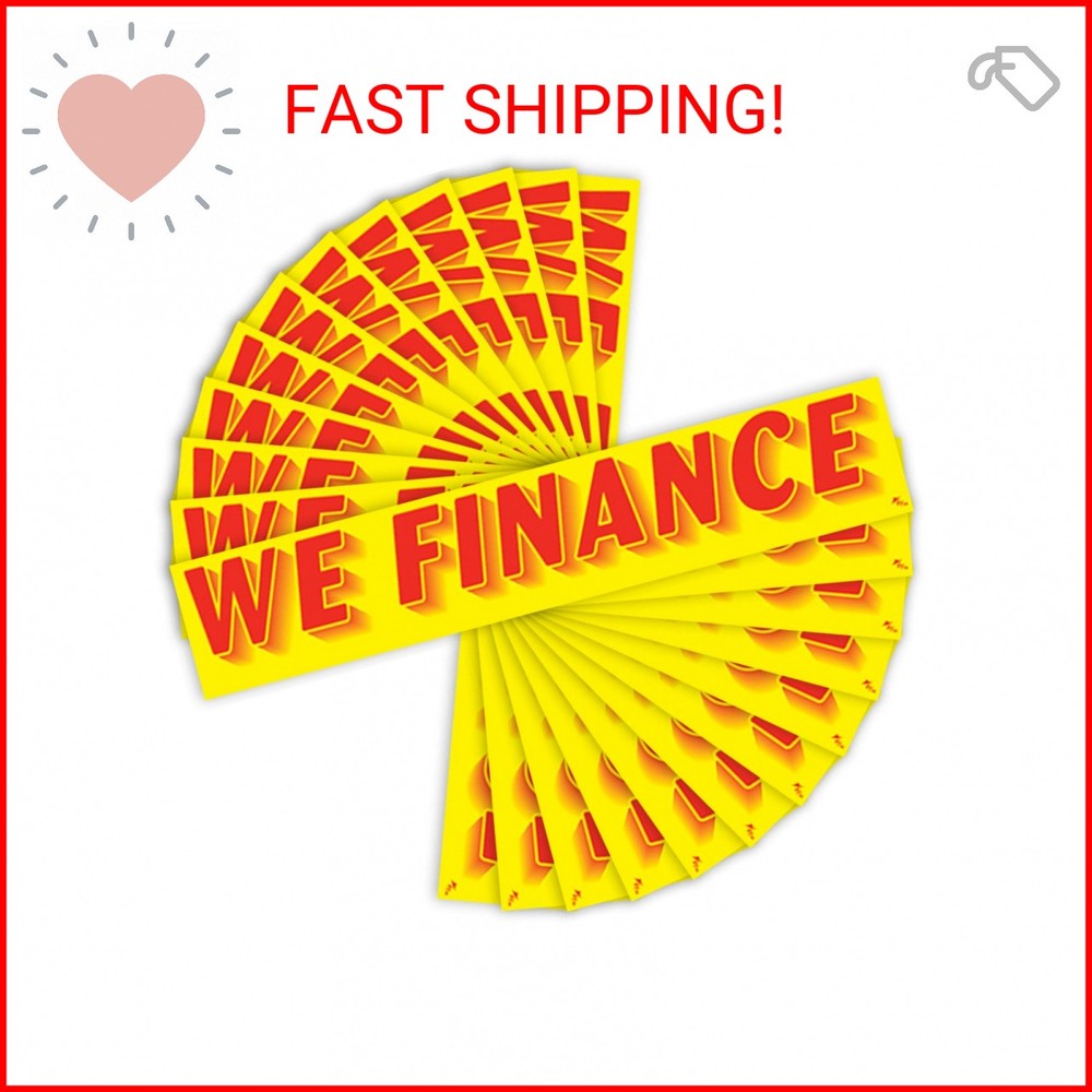 Versa-Tags We Finance Windshield Stickers 12 Pack Dealership Advertising Sticker