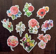 STICKERS x 10 Flowers Roses Poppy Gardenia Orchid Tulip Poppy Flower FL5