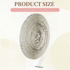 4 Yard 3 Row Self Adhesive Rhinestone Ribbon Crystal Strips Silver Tone